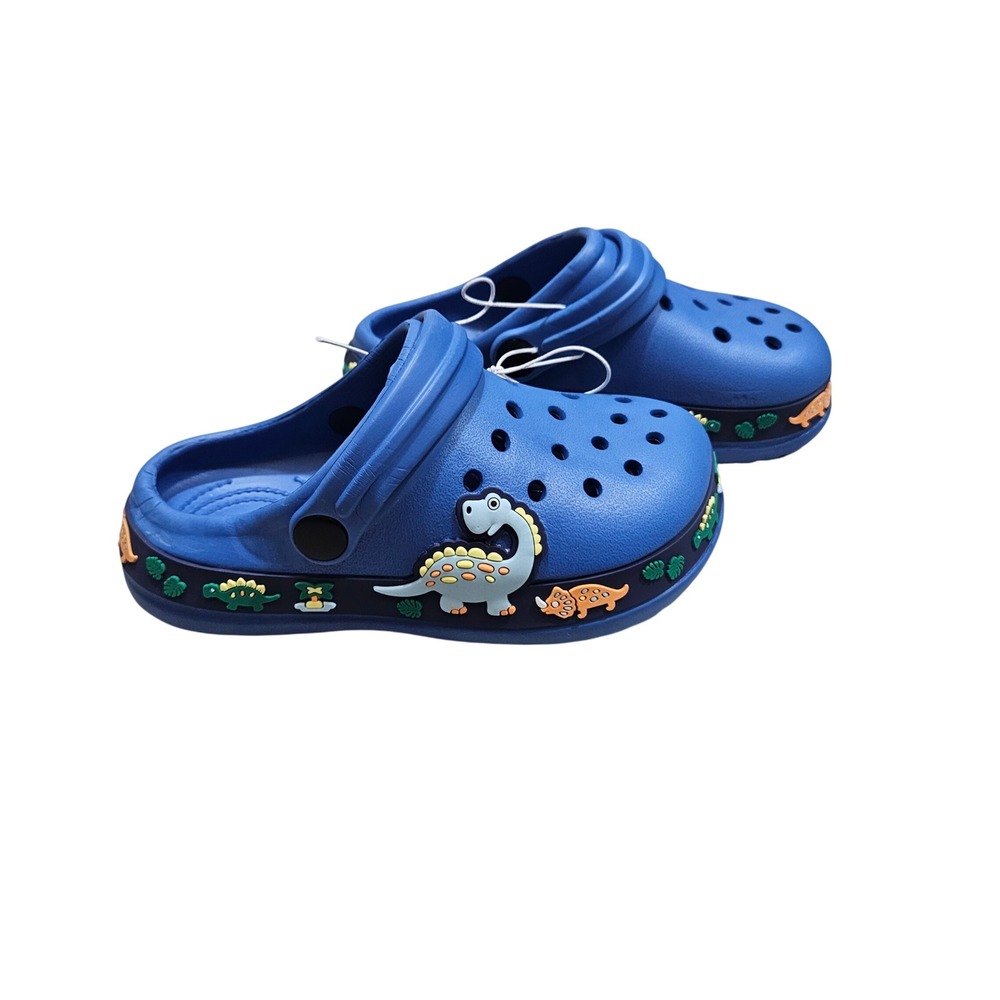 Dinosaur Clogs Kids EU 28 10-11.5K Blue Slip On Foam Water Shoes Jurassic‎ Theme
